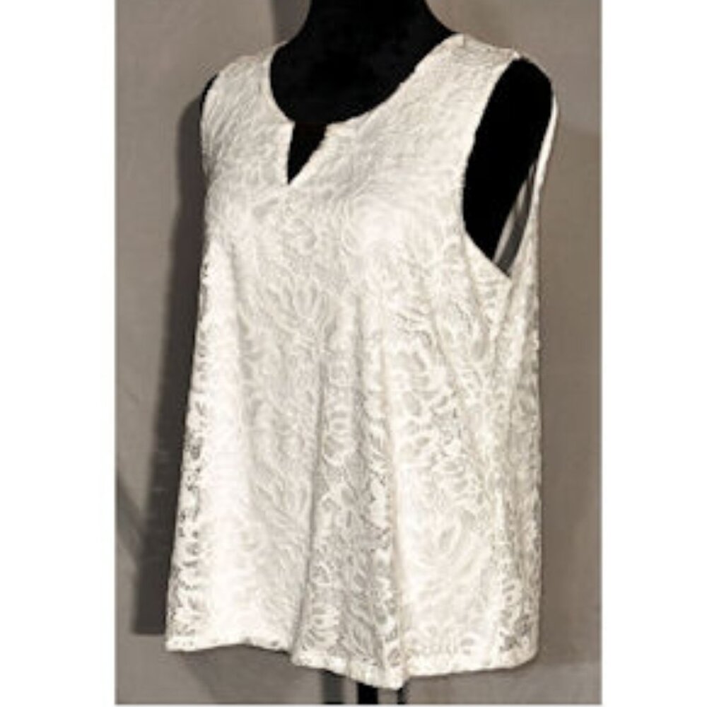 NAIF Lace Tank Top, Gold Accent, Lined Top, Size ?